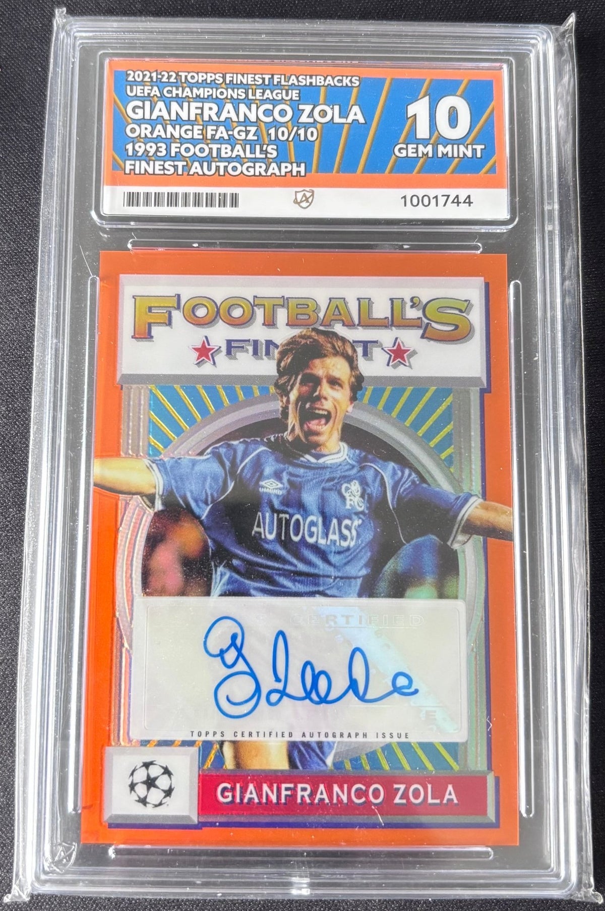 2021/22 Topps Finest Flashbacks UCC Gianfranco Zola Autograph 10/10 ACE Graded Gem Mint 10 - TENTENBREAKS