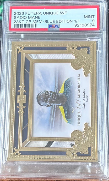 2023 Futera Unique Sadio Mane Match Worn Patch 1 of 1 PSA Graded Mint 9 - TENTENBREAKS