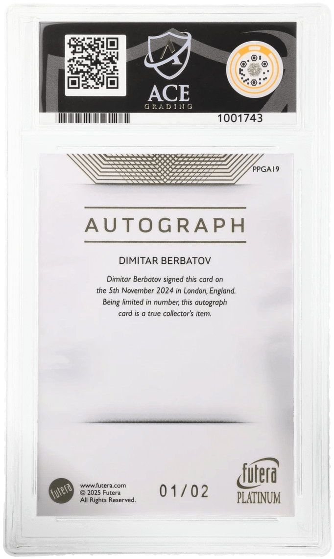 2025 Futera Platinum World Football Edition 1 Dimitar Berbatov Autograph Graded NM-MT 8 - TENTENBREAKS