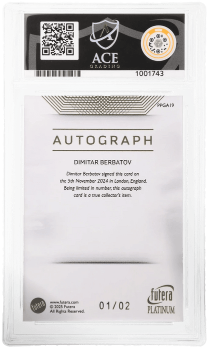 2025 Futera Platinum World Football Edition 1 Dimitar Berbatov Autograph Graded NM-MT 8 - TENTENBREAKS