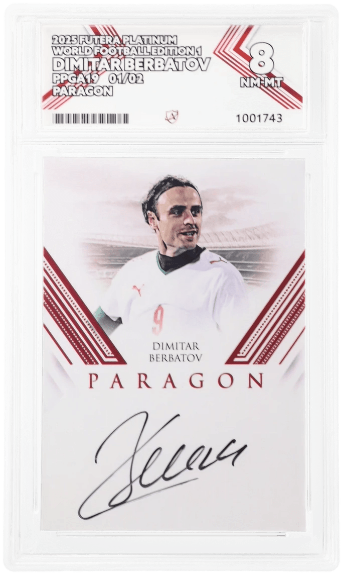 2025 Futera Platinum World Football Edition 1 Dimitar Berbatov Autograph Graded NM-MT 8 - TENTENBREAKS