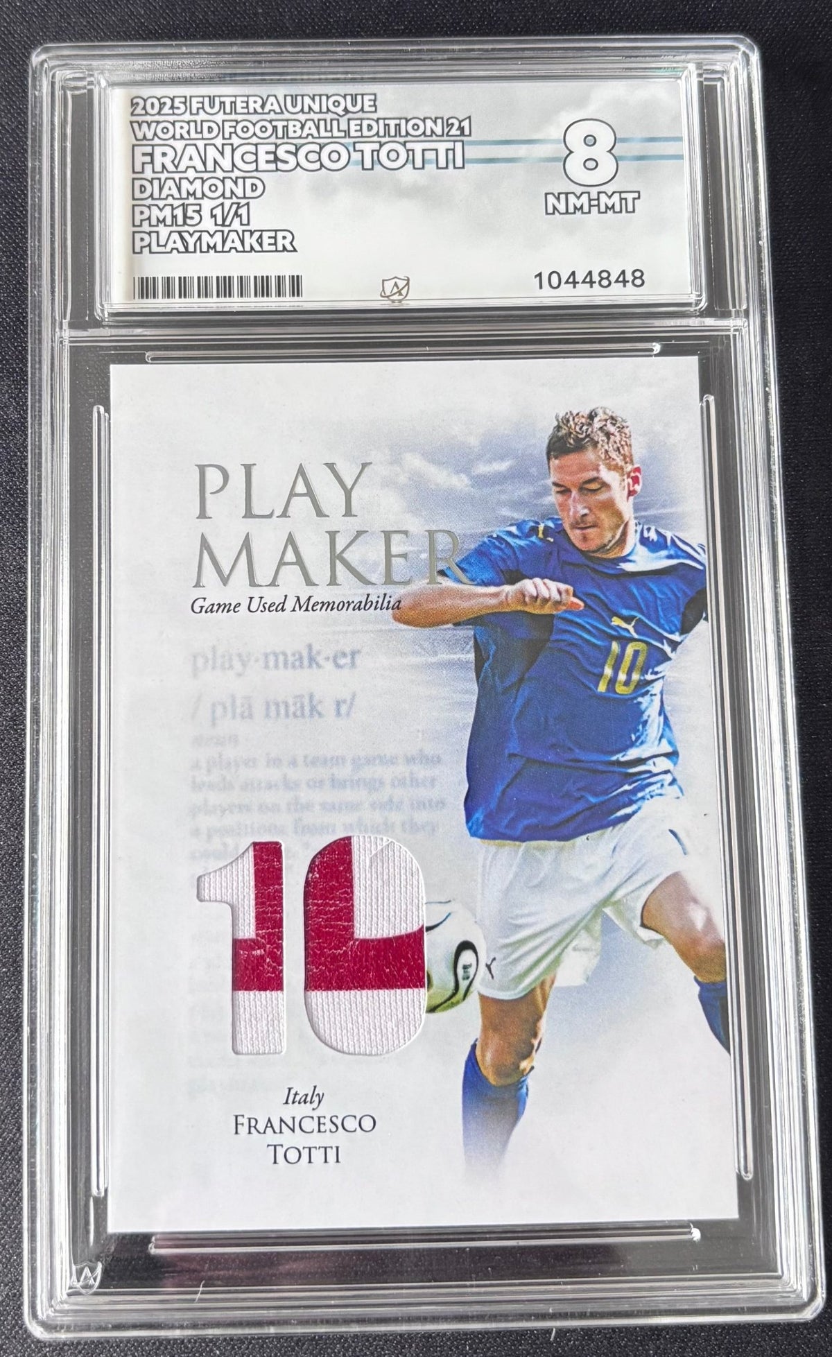 2025 Futera Unique World Football Edition 21 Francesco Totti Match Worn Patch 1 of 1 ACE Graded NM-MT 8 - TENTENBREAKS