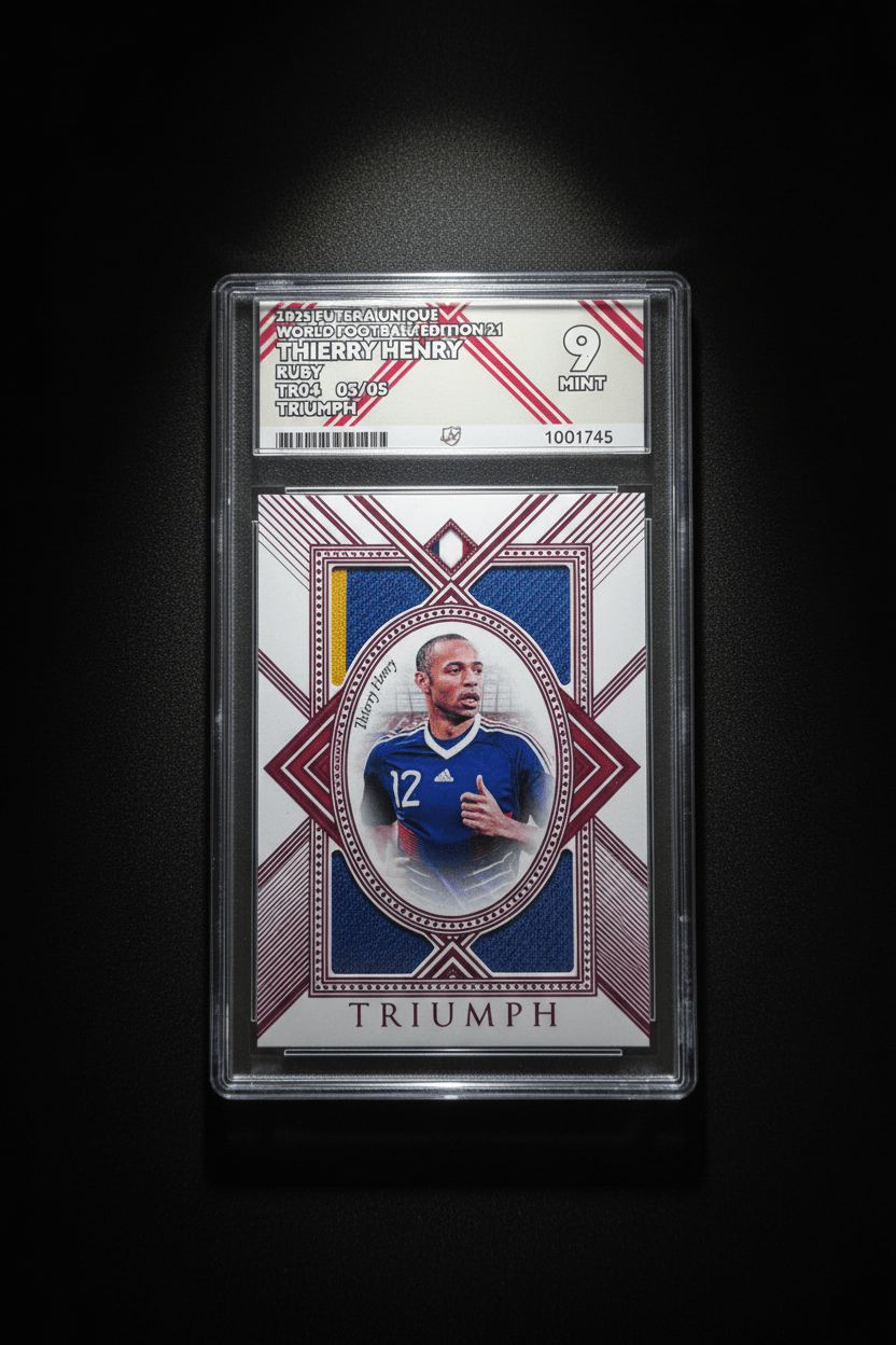2025 Futera Unique World Football Edition 21 Thierry Henry Match Worn Patch 5/5 ACE Graded Mint 9 - TENTENBREAKS