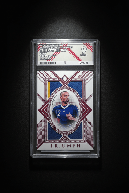 2025 Futera Unique World Football Edition 21 Thierry Henry Match Worn Patch 5/5 ACE Graded Mint 9 - TENTENBREAKS