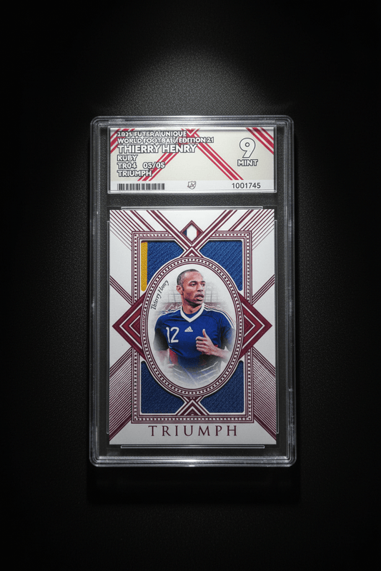 2025 Futera Unique World Football Edition 21 Thierry Henry Match Worn Patch 5/5 ACE Graded Mint 9 - TENTENBREAKS