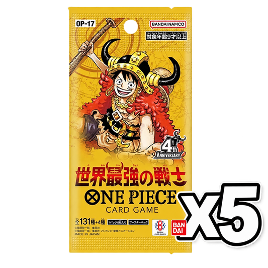 One Piece OP-17 The World's Strongest Warriors Japanese Booster Pack Bundle x5